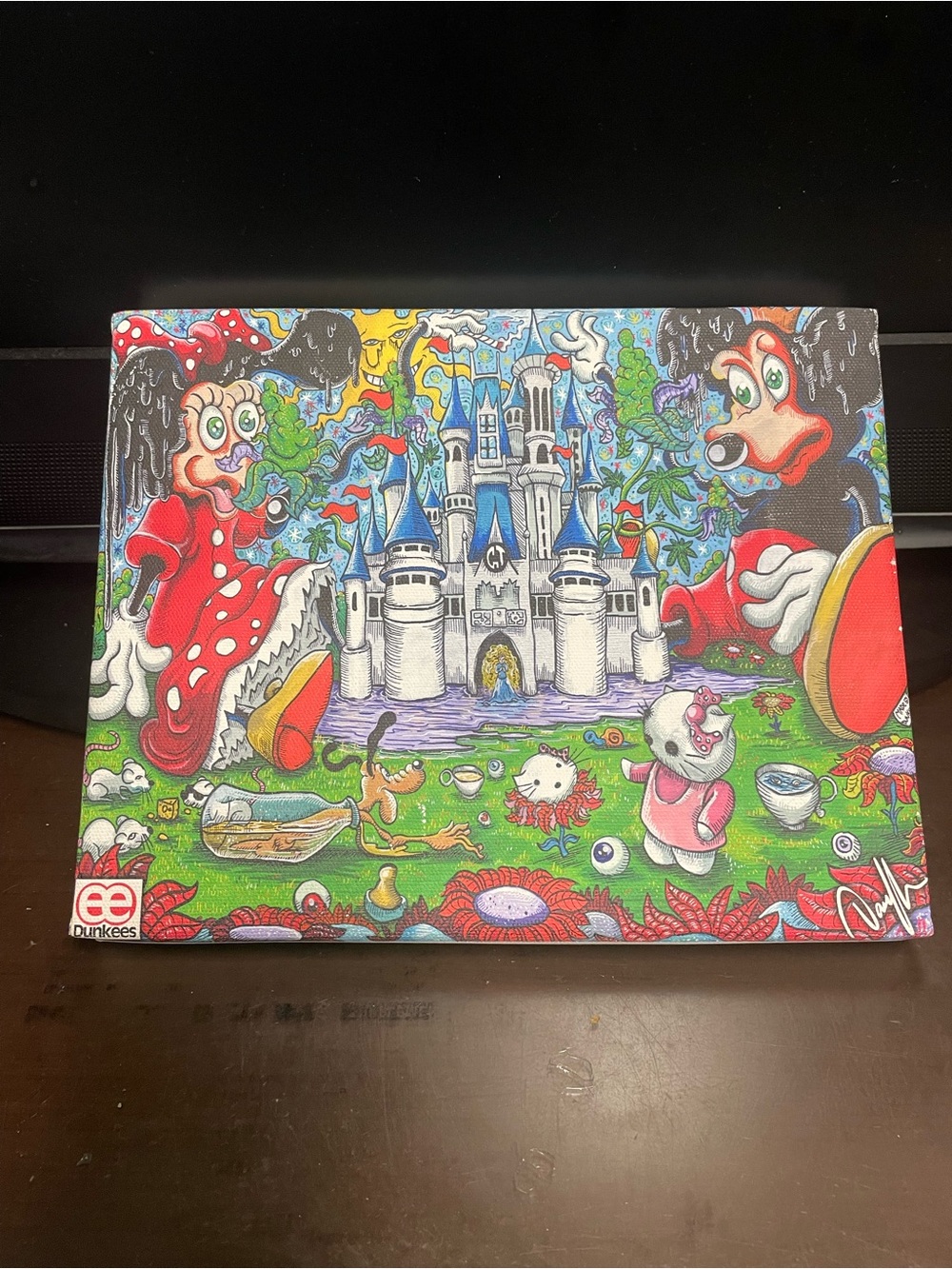 Dunkees signed Colorful Castle Fantasy Canvas Art -Melting Mouse Illustration